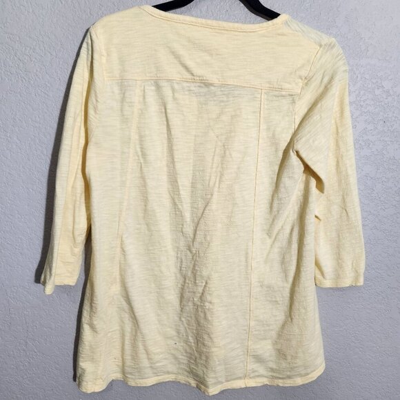 Chicos Top Womens Size 0 US XS Ultimate Tee Yellow 3/4 Sleeve Soft Cotton Blend - Picture 7 of 13